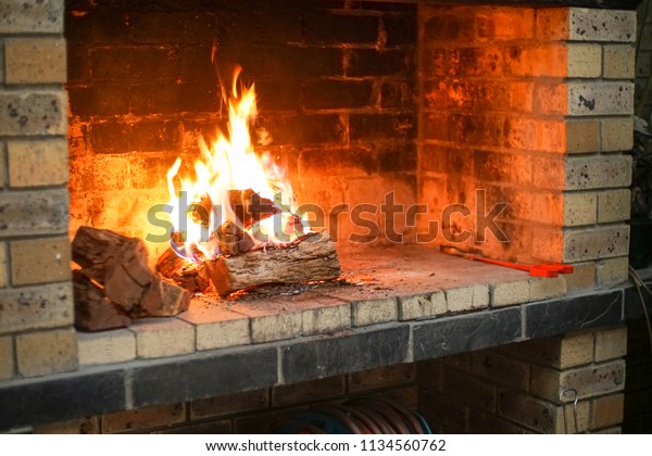 South African Braai Wood Fire Fireplace Stock Image Download Now