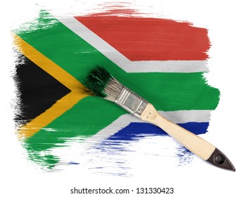  South African Flag Painted With Brush Over It