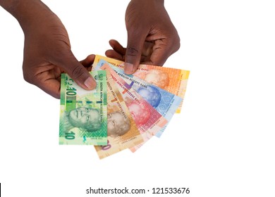 South African Man Holding New Bank Notes