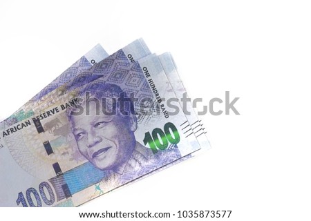 South African Rands Banknotes isolated on White Background