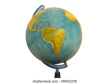 South America Earth Globe Map Isolated In White Background