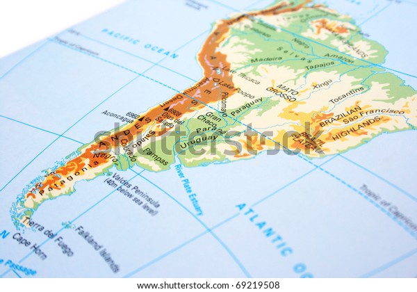 South America Map Mountainsrivers Stock Photo Edit Now - 