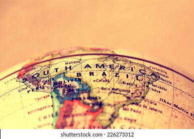 Südamerika auf Atlas-Weltkarte