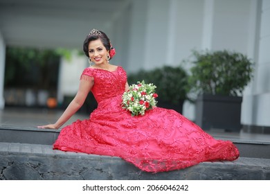 South asia girl with wedding frock