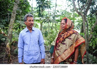 South Asian Village Aged Couple In Traditional Costumes 