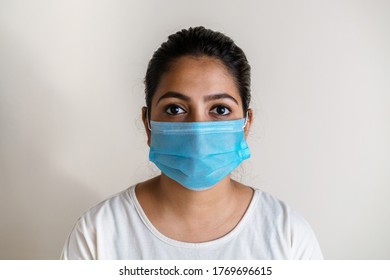 South Asian Woman Wearing A Mask. Personal Care Against Covid 19 Pandemic