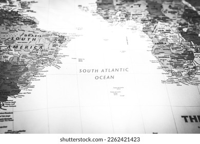 South Atlantic ocean on map travel background texture