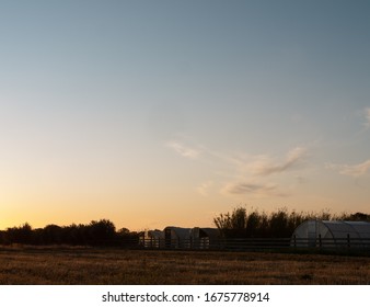 South Australian Farm Land At Sunset