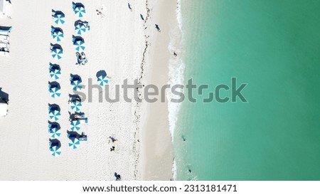 Similar – Luftaufnahme von fliegenden Drohnen der Menschenmenge, die sich am Strand in Rumänien am Schwarzen Meer entspannen.