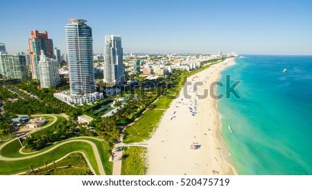 South Beach, Miami Beach. Florida. Aerial view. Paradise. South Pointe Park and Pier