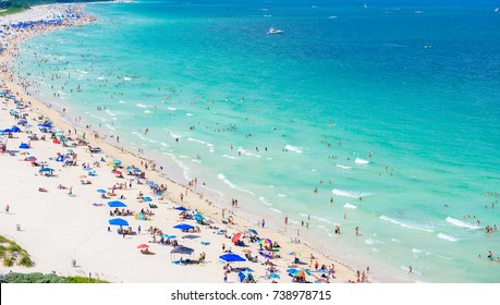 South Beach, Miami Beach. Tropical And Paradise Coast Of Florida, USA. Aerial View.