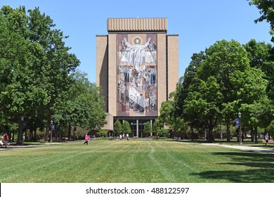 South Bend, IN, USA - June 24, 2016: Mural Called Touchdown Jesus At The University Of Notre Dame Campus In  South Bend, Indiana.