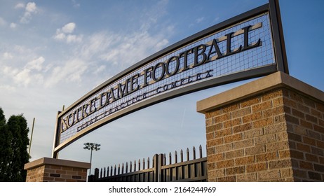 South Bend, Indiana - May 25, 2022: University Of Notre Dame Football Practice Complex Entrance