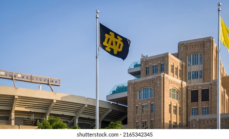 South Bend, Indiana - May 25, 2022: University Of Notre Dame Fighting Irish Logo At NCAA College Football Stadium