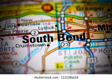 South Bend. Indiana. USA On A Map