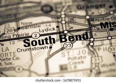 South Bend. Indiana. USA On A Map