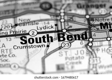 South Bend. Indiana. USA On A Map