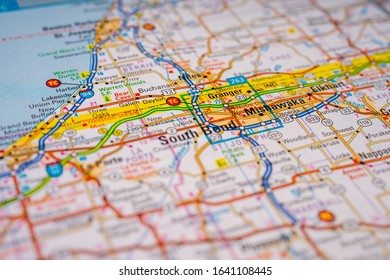 South Bend On USA Travel Map Background