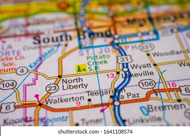 South Bend On USA Travel Map Background