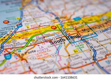 South Bend On USA Travel Map Background