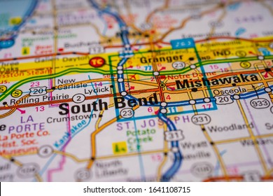 South Bend On USA Travel Map Background