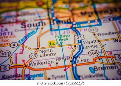 South Bend On USA Travel Map Background