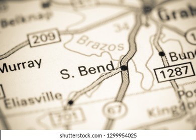 South Bend. Texas. USA On A Map