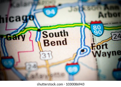 South Bend. USA On A Map.