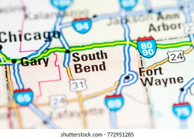 South Bend. USA On A Map.