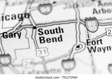 South Bend. USA On A Map.