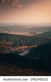 South Coast Country Side. On Top Of The Hill Overlooking The South Coast Country Side During Sunset On A Winters Day. 