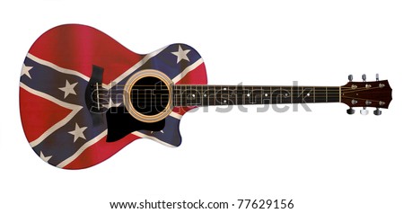 south confederate flag on acoustic guitar with clipping path