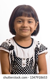 South East Asian Six Year Old Baby Girl Closeup Isolated On White Background 