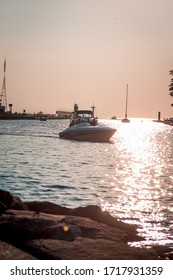 South Haven, MI /USA - September  16th 2017:  Boats Coming Into Harbor On A Summer Day