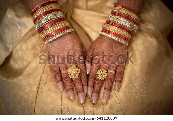 South Indian Brides Hands Rings On Stock Photo Edit Now 641128009