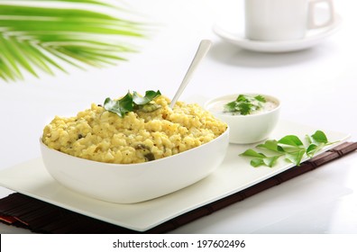 South Indian Food Pongal With Side Dish.