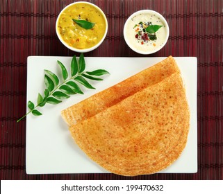 South Indian Food Set Dosa With Chutney.