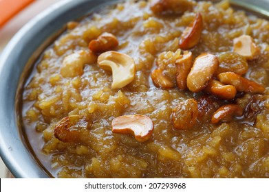 South Indian Sweet Pongal Made From Rice, Milk, Jaggery And Dry Fruits.