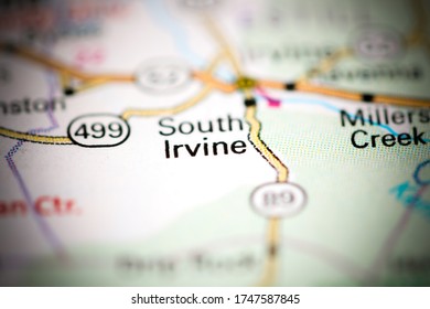 South Irvine. Kentucky. USA on a geography map