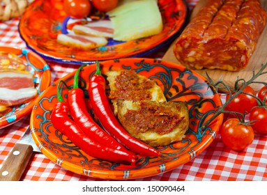  The South Italy, Calabria, Locale  Food -  Soft Sausage Nduja, Peper, Tomato, Cheese