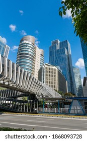 South Jakarta Jakarta, Indonesia - 1 December 2020 : Pedestrian Bridge, Beautiful Design Pedestrian Bridge Located On Sudirman Street Kebayoran Baru South Jakarta Indonesia.