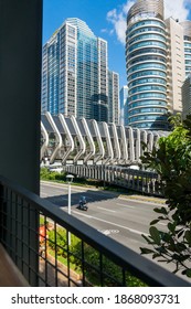 South Jakarta Jakarta, Indonesia - 1 December 2020 : Pedestrian Bridge, Beautiful Design Pedestrian Bridge Located On Sudirman Street Kebayoran Baru South Jakarta Indonesia.