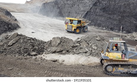 South Kalimantan - Indonesia. February 7, 2021. mining activities, coal getting, hauling and loading at a coal mining company in PT. Prolinco Cipta Nusantara