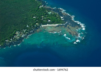 South Kona Coast, Big Island Aerial Shot, Hawaii