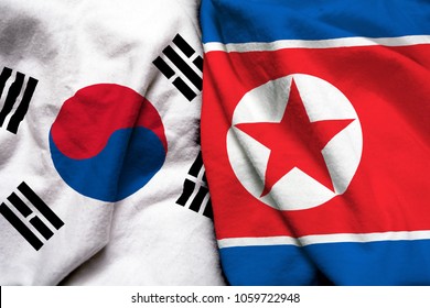 South Korea And North Korea Flag Together