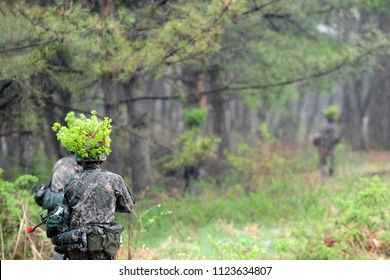 South Korean Army Soldiers On Military Training