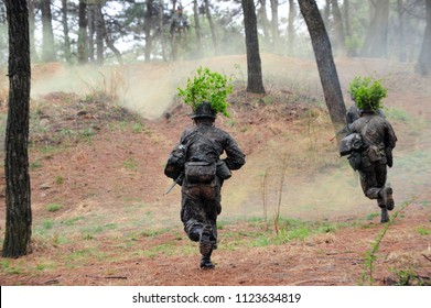 South Korean Army Soldiers On Military Training