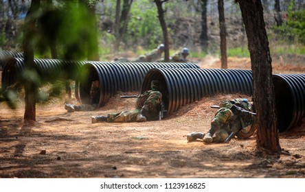 South Korean Army Soldiers On Military Training At The Army Training Center.