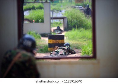 South Korean Army Soldiers On Military Training At The Army Training Center.