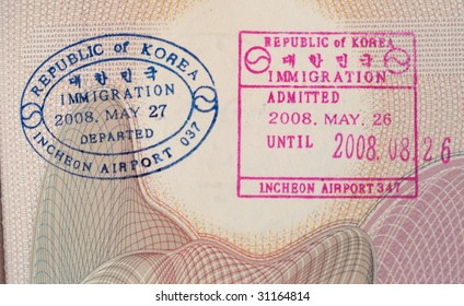 South Korean immigration stamp in passport